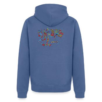 Schlittschuh - Unisex Premium Bio Zip Hoodie - Taubenblau - Hinten - Nico (187cm)