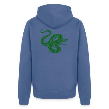 Green Snake - Unisex Premium Organic Zip Hoodie - stone blue - Back - Nico (187cm)