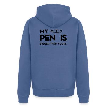 Mon PEN est plus grand que le vôtre - Veste à capuche bio Premium Unisexe - bleu pigeon - Dos - Nico (187cm)