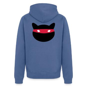 Ninja Cat - Unisex Premium Organic Zip Hoodie - stone blue - Back - Nico (187cm)