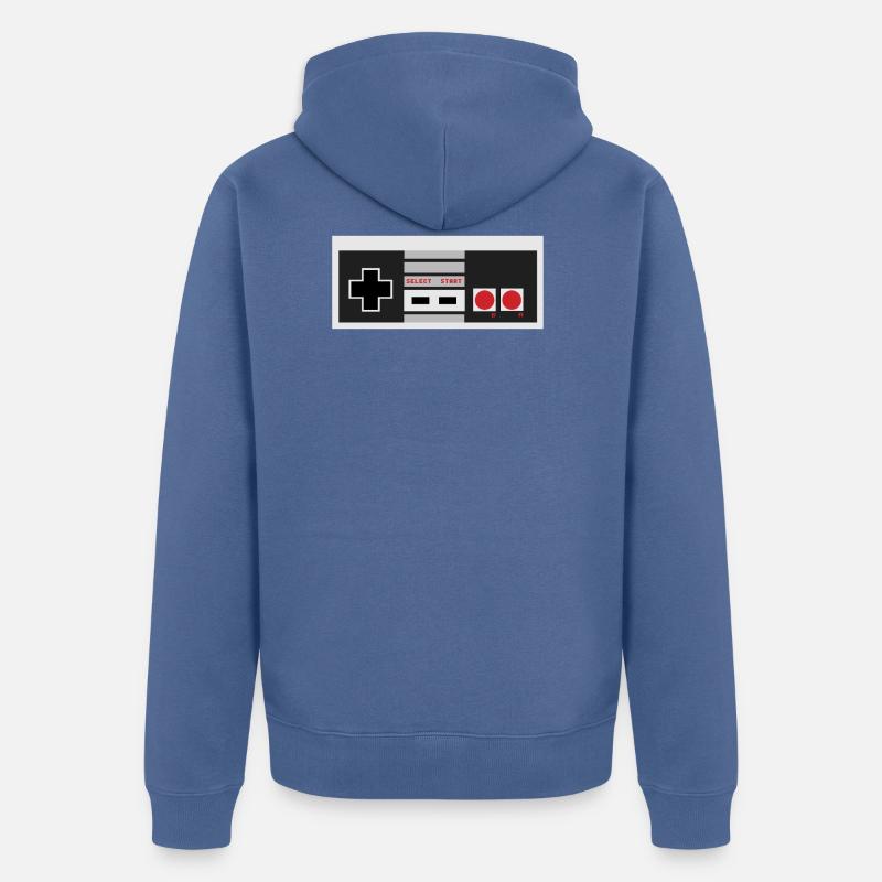 nes Controller - Unisex Premium Bio Zip Hoodie - Taubenblau