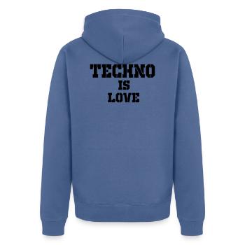 la techno c'est l'amour - Veste à capuche bio Premium Unisexe - bleu pigeon - Dos - Nico (187cm)