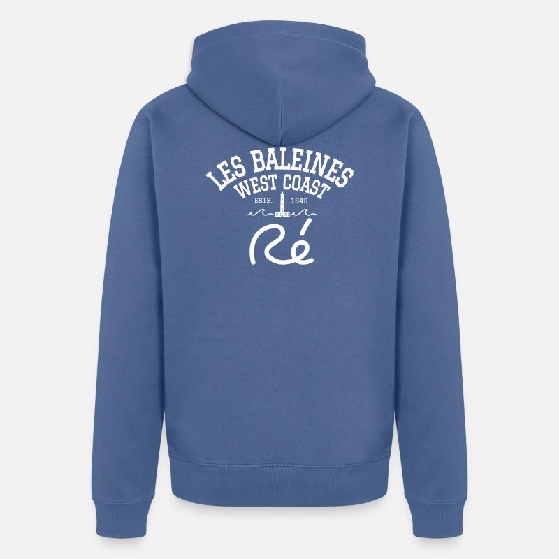 Le Phare des Baleines - Veste à capuche bio Premium Unisexe - bleu pigeon