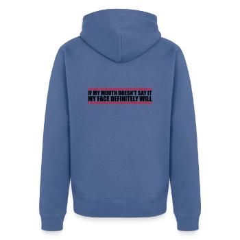 Mon visage le fera certainement - Veste à capuche bio Premium Unisexe - bleu pigeon - Dos - Nico (187cm)