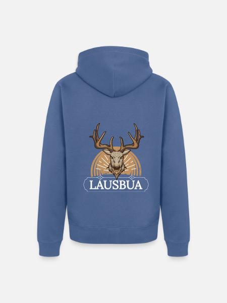 Lausbua Hirsch Lederhosen - Unisex Premium Bio Zip Hoodie - Taubenblau