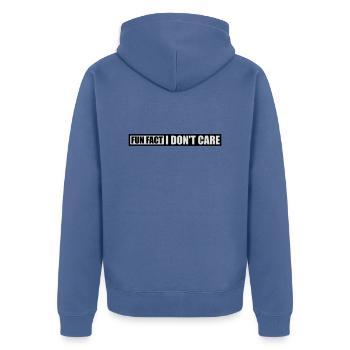 Je me fiche des faits - Veste à capuche bio Premium Unisexe - bleu pigeon - Dos - Nico (187cm)