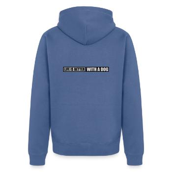 better with a dog - Unisex Premium Organic Zip Hoodie - stone blue - Back - Nico (187cm)