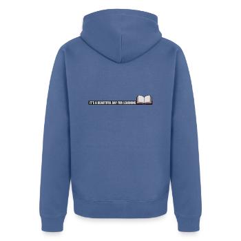 beautiful day for learning - Unisex Premium Organic Zip Hoodie - stone blue - Back - Nico (187cm)