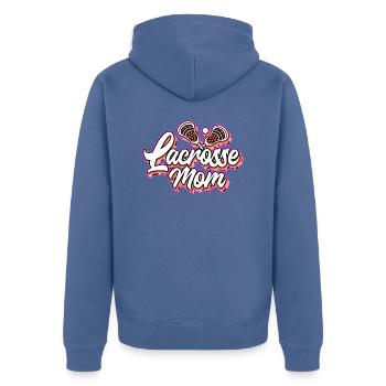 Lacrosse Sport Mutter Mama I Geschenk - Unisex Premium Bio Zip Hoodie - Taubenblau - Hinten - Nico (187cm)