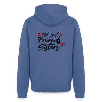 Herzen Friends Sisters - Unisex Premium Bio Zip Hoodie - Taubenblau - Hinten - Nico (187cm)