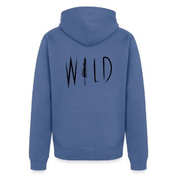 Wilder Text - Unisex Premium Bio Zip Hoodie - Taubenblau - Hinten - Nico (187cm)