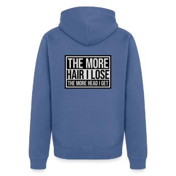 I get more head - Unisex Premium Bio Zip Hoodie - Taubenblau - Hinten - Nico (187cm)