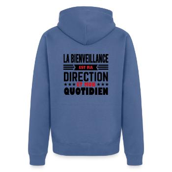 La bienveillance est ma direction et mon quotidien - Veste à capuche bio Premium Unisexe - bleu pigeon - Dos - Nico (187cm)