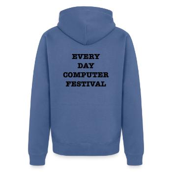 EveryDayComputerFestival - Unisex Premium Organic Zip Hoodie - stone blue - Back - Nico (187cm)