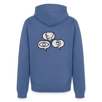 Voir Parler Entendre Bulles de parole - Veste à capuche bio Premium Unisexe - bleu pigeon - Dos - Nico (187cm)