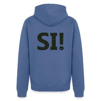 yes sing funny no girl feminism apply always - Unisex Premium Organic Zip Hoodie - stone blue - Back - Nico (187cm)
