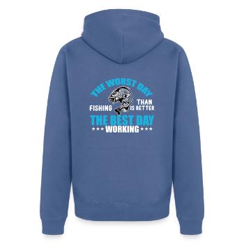 The Worst Day Fishing Is Better Then The Best Day - Unisex Premium Organic Zip Hoodie - stone blue - Back - Nico (187cm)