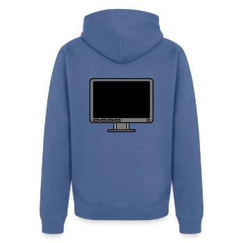 Icon Logo Computer Screen - Unisex Premium Organic Zip Hoodie - stone blue - Back - Nico (187cm)