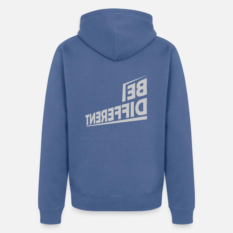 Soyez différent Logo Design - Veste à capuche bio Premium Unisexe - bleu pigeon