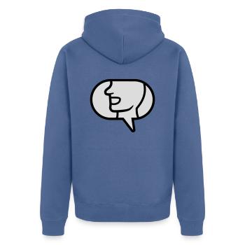 Communicate icon talk speech bubble - Unisex Premium Organic Zip Hoodie - stone blue - Back - Nico (187cm)