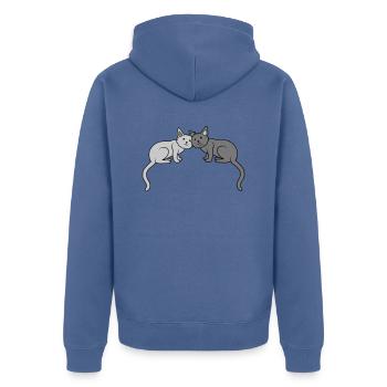2 love cute cats - Unisex Premium Organic Zip Hoodie - stone blue - Back - Nico (187cm)