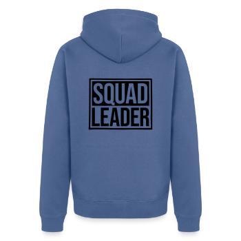 Squad Leader Schild Design - Unisex Premium Bio Zip Hoodie - Taubenblau - Hinten - Nico (187cm)