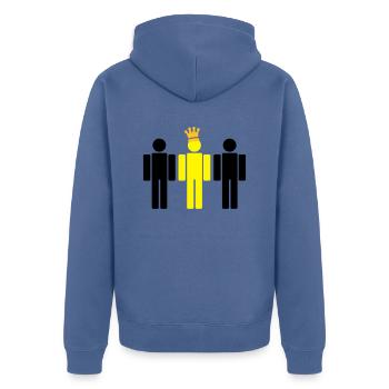 der König 3c - Unisex Premium Bio Zip Hoodie - Taubenblau - Hinten - Nico (187cm)