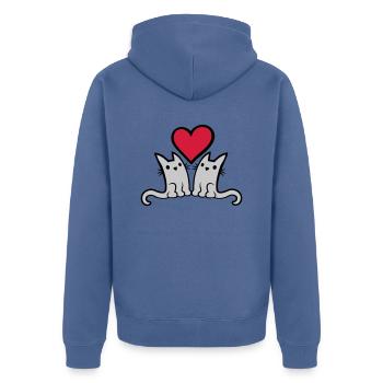 Verliebtes Paar süße Katzen - Unisex Premium Bio Zip Hoodie - Taubenblau - Hinten - Nico (187cm)