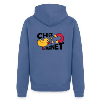 Casanova Chick Magnet Womanizer - Unisex Premium Organic Zip Hoodie - stone blue - Back - Nico (187cm)
