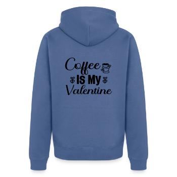 Coffee Is My Valentine - Unisex Premium Bio Zip Hoodie - Taubenblau - Hinten - Nico (187cm)