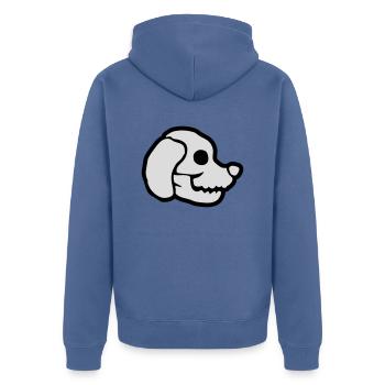 Chiens Crâne Halloween Squelette - Veste à capuche bio Premium Unisexe - bleu pigeon - Dos - Nico (187cm)