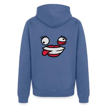 Verrücktes weibliches Comic Gesicht - Unisex Premium Bio Zip Hoodie - Taubenblau - Hinten - Nico (187cm)