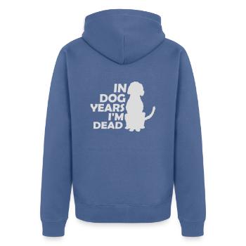 dans les années de chien Mort - Veste à capuche bio Premium Unisexe - bleu pigeon - Dos - Nico (187cm)