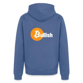 Bitcoin haussier - Veste à capuche bio Premium Unisexe - bleu pigeon - Dos - Nico (187cm)