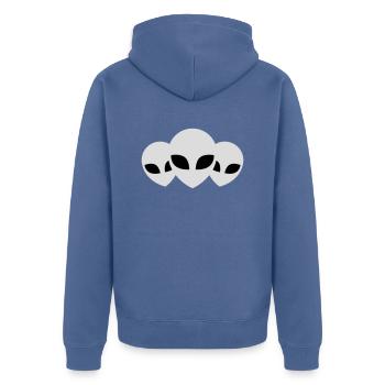 Team 3 Aliens Friends - Unisex Premium Organic Zip Hoodie - stone blue - Back - Nico (187cm)