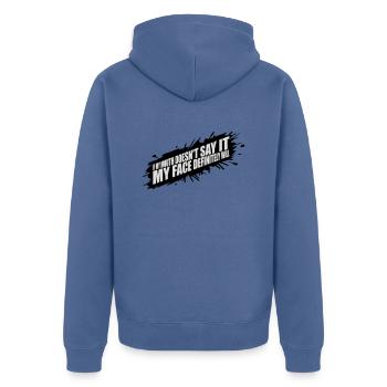 Mon visage le fera certainement - Veste à capuche bio Premium Unisexe - bleu pigeon - Dos - Nico (187cm)