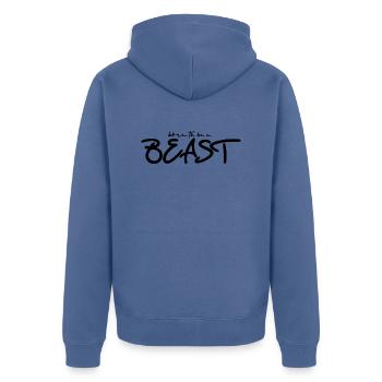 Born to be a Biest - Unisex Premium Bio Zip Hoodie - Taubenblau - Hinten - Nico (187cm)