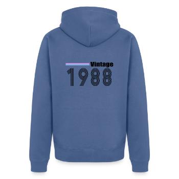 1988 - Unisex Premium Bio Zip Hoodie - Taubenblau - Hinten - Nico (187cm)