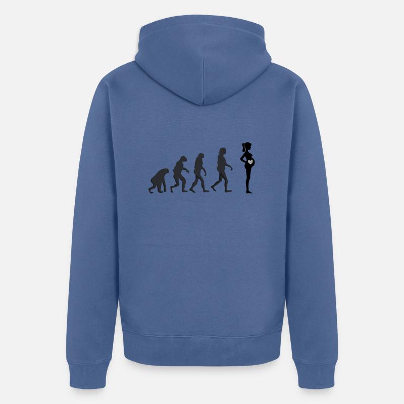 Enceinte - Évolution humaine - Veste à capuche bio Premium Unisexe - bleu pigeon