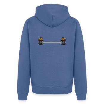 Gewichtheben Pommes Frites Bodybuilder - Unisex Premium Bio Zip Hoodie - Taubenblau - Hinten - Nico (187cm)