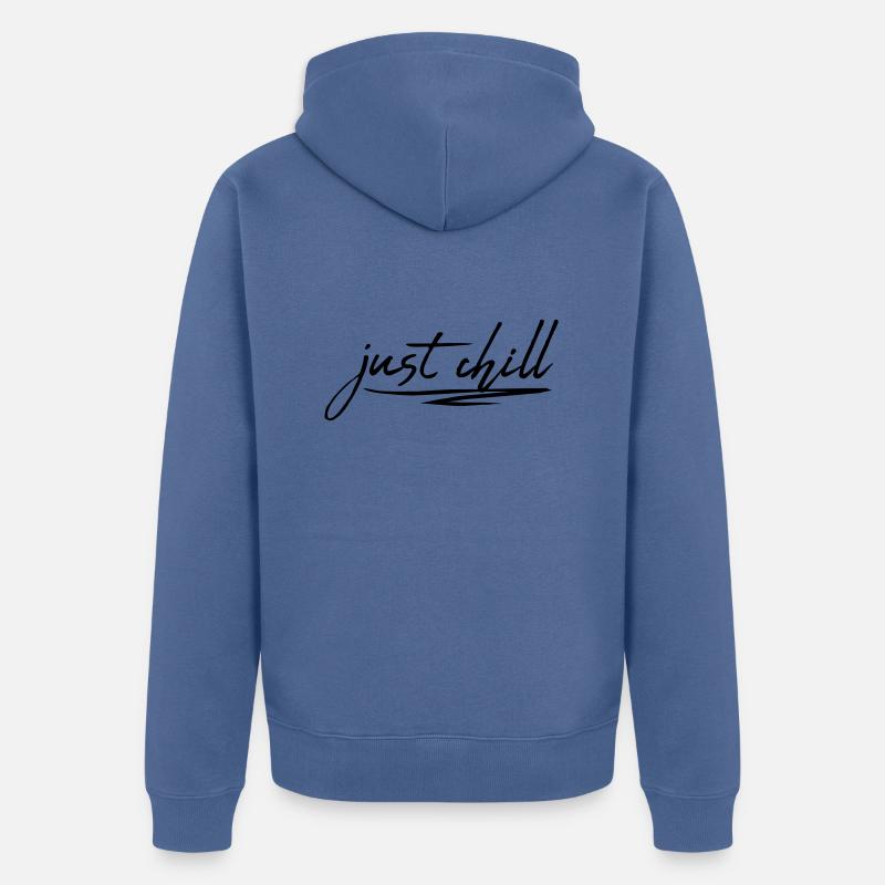 Just Chill Text Logo - Unisex Premium Bio Zip Hoodie - Taubenblau