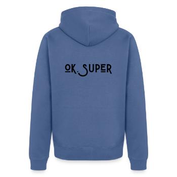 Ok Super - Veste à capuche bio Premium Unisexe - bleu pigeon - Dos - Nico (187cm)