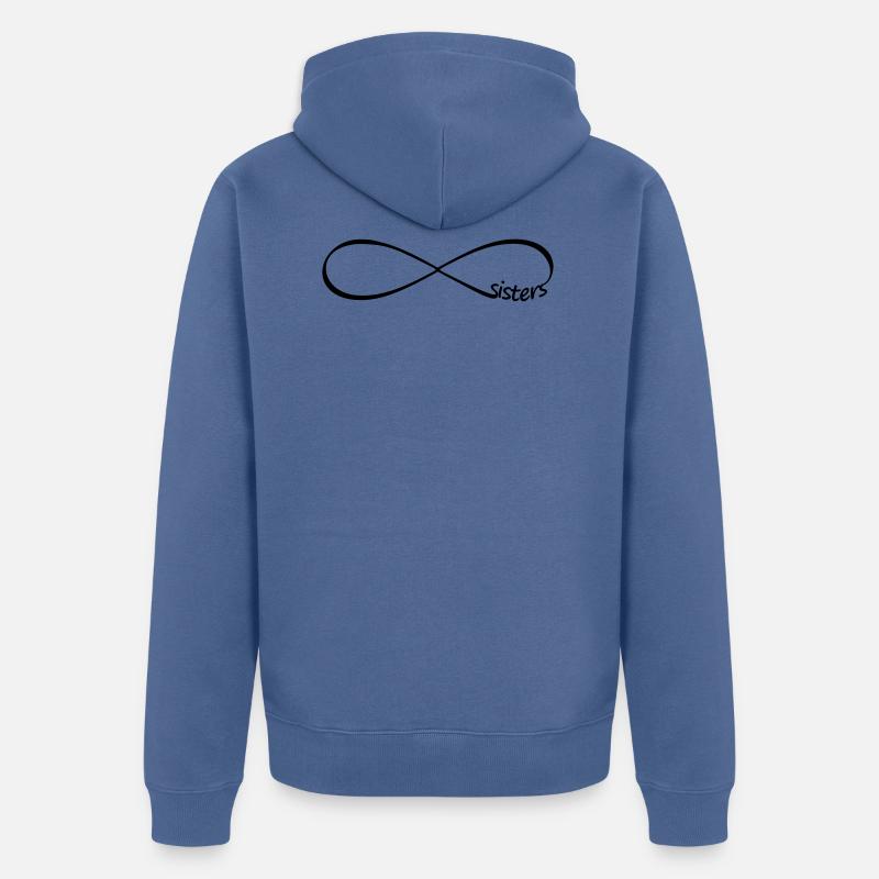 Infinity Infinity Sisters ystäviä - Premium unisex luomu-huppari vetoketjulla - kyyhkynsininen