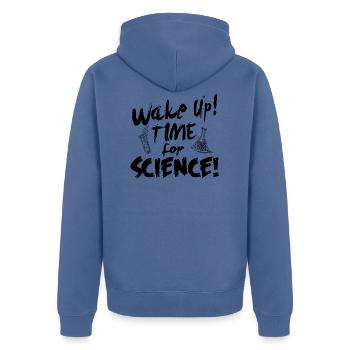 Science - Unisex Premium Bio Zip Hoodie - Taubenblau - Hinten - Nico (187cm)