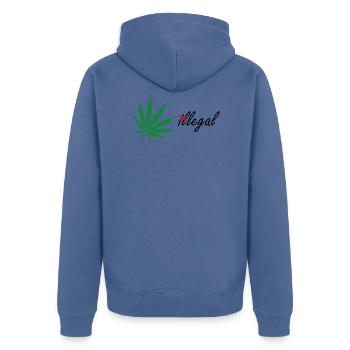 (il)legal Cannabis legalize it - Unisex Premium Bio Zip Hoodie - Taubenblau - Hinten - Nico (187cm)