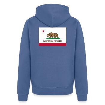 Kalifornien - Unisex Premium Bio Zip Hoodie - Taubenblau - Hinten - Nico (187cm)