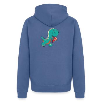 Pizza Dino - Veste à capuche bio Premium Unisexe - bleu pigeon - Dos - Nico (187cm)