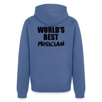 musician - Unisex Premium Organic Zip Hoodie - stone blue - Back - Nico (187cm)