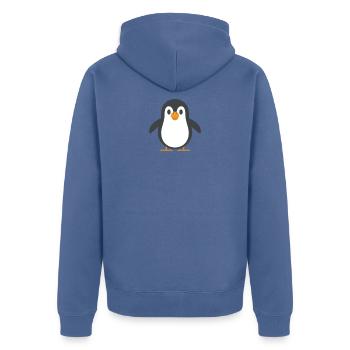 Pinguin - Unisex Premium Bio Zip Hoodie - Taubenblau - Hinten - Nico (187cm)