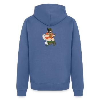 bière klo - Veste à capuche bio Premium Unisexe - bleu pigeon - Dos - Nico (187cm)